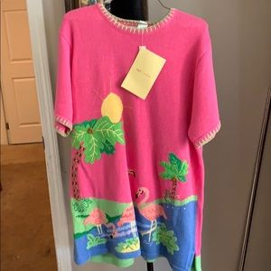 Quacker Factory NWT size L flamingo top